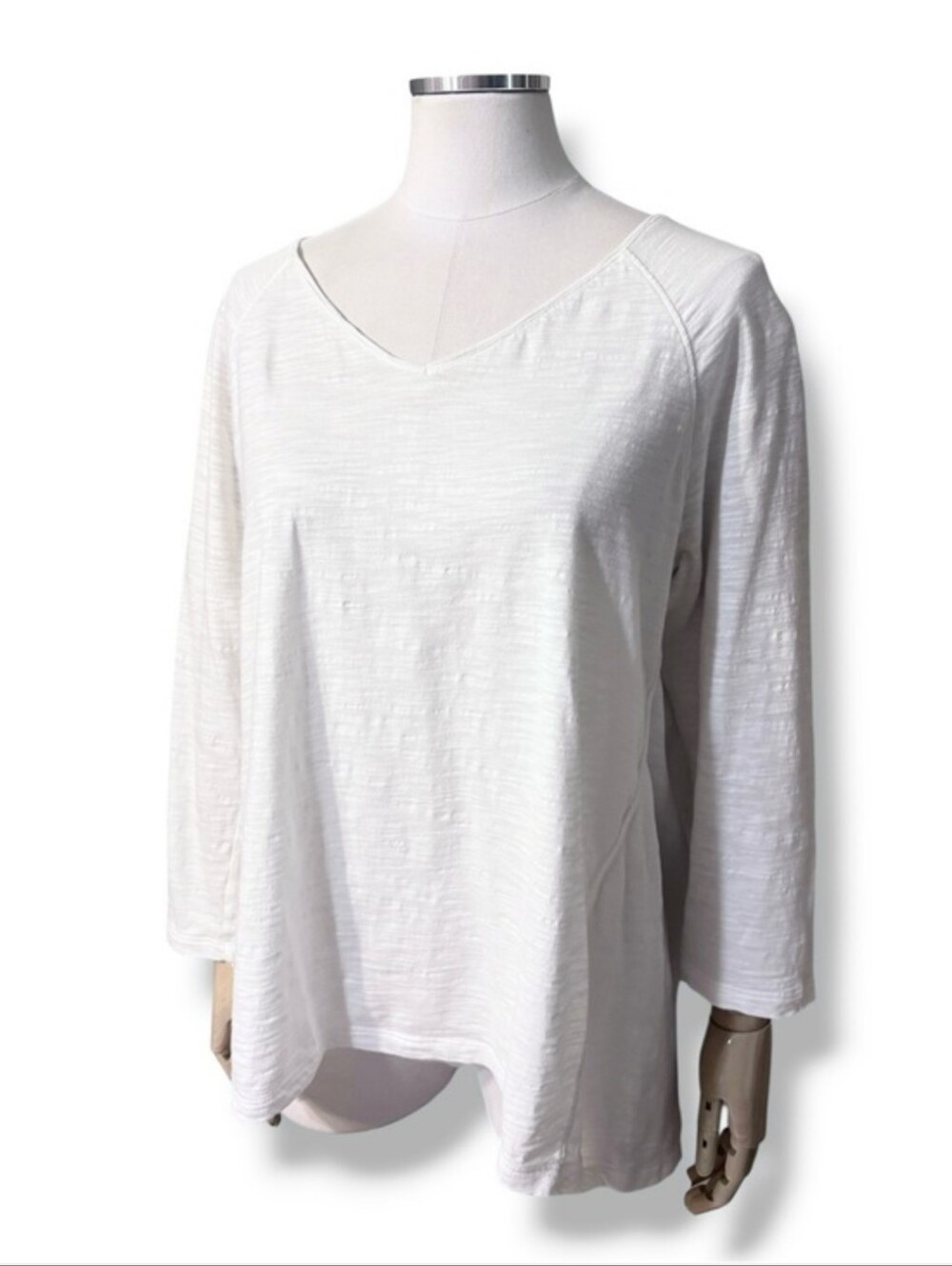 J. JILL White Sunbleached Multi-Seamed Tee Size Large